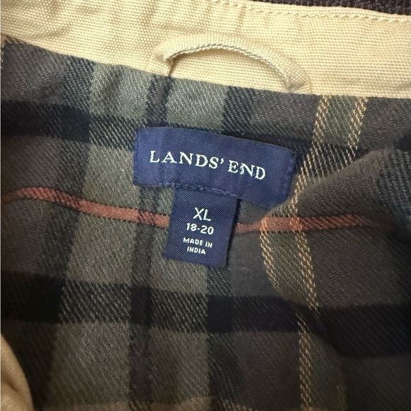 Vintage Lands End Chore Barn Coat Plaid Lining Corduroy Collar Cuff Women’s XL - Picture 5 of 6